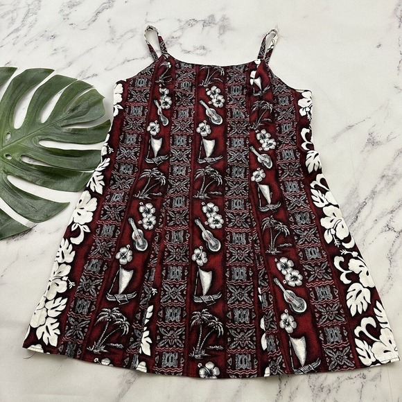 Rainbow Hawaii Womens Vintage Y2k Mini Dress Size L Red White Tropical Floral - Picture 1 of 10
